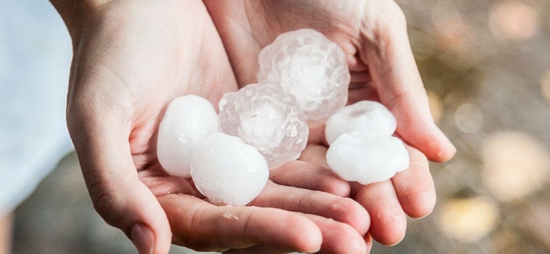 a person holding hail stones