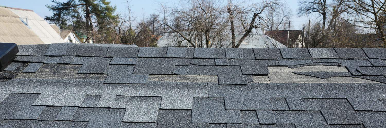 damaged shingles on a roof